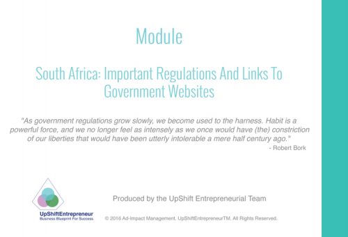 Module South African Rules & Regulations